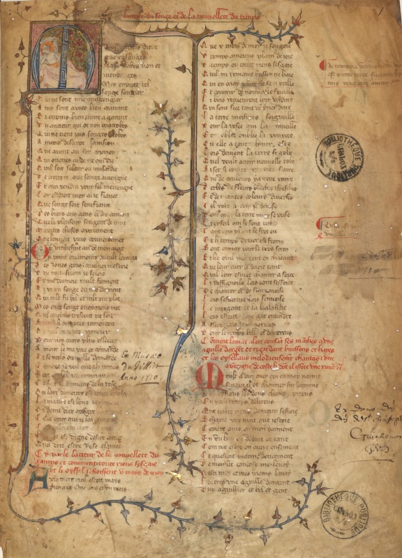 Le Roman de la Rose, suivi du Testament / Guillaume de Lorris ; Jean de Meug. - XIVe siècle. - 1 vol. (119 ff. à 2 col.). - [MS 33